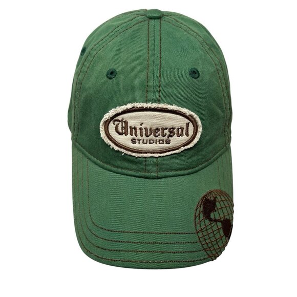 Universal Studios Green Strapback Baseball Hat Cap Distressed Dad Patch Logo - Picture 2 of 10